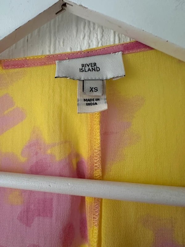 River Island Yellow Pink Gold Beaded Sequin Tassel Kaftan/Cover Up XS 10 River Island NEW - 1