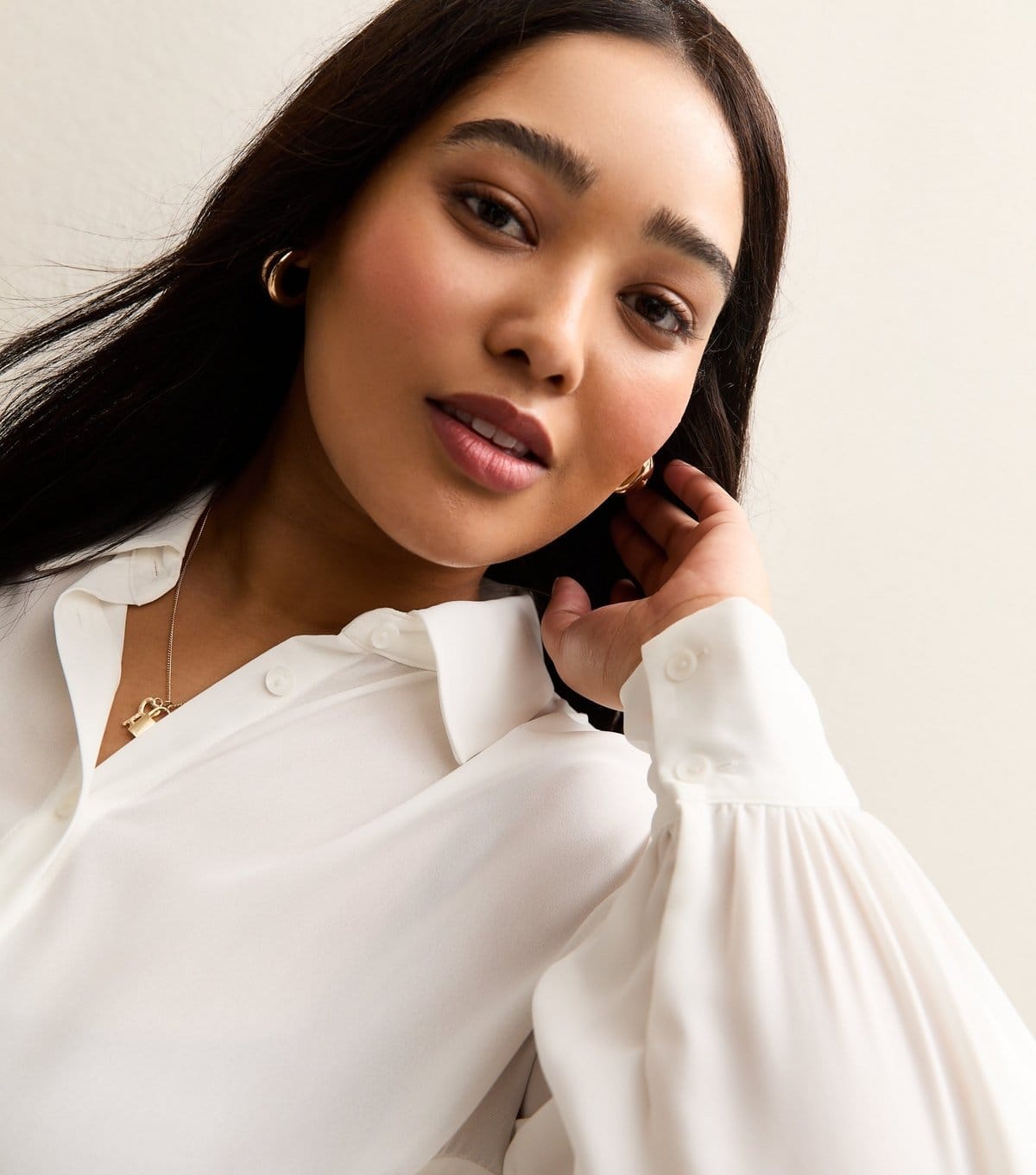 New Look Plus Size White Long Sleeve Shirt