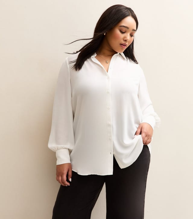 New Look Women's Plus Size White Long Sleeve Shirt Curves New Look - 2