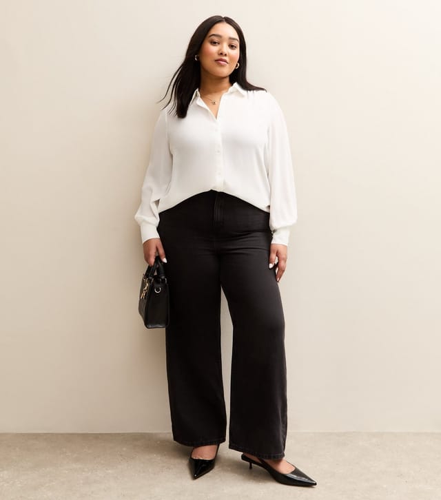 New Look Women's Plus Size White Long Sleeve Shirt Curves New Look - 3