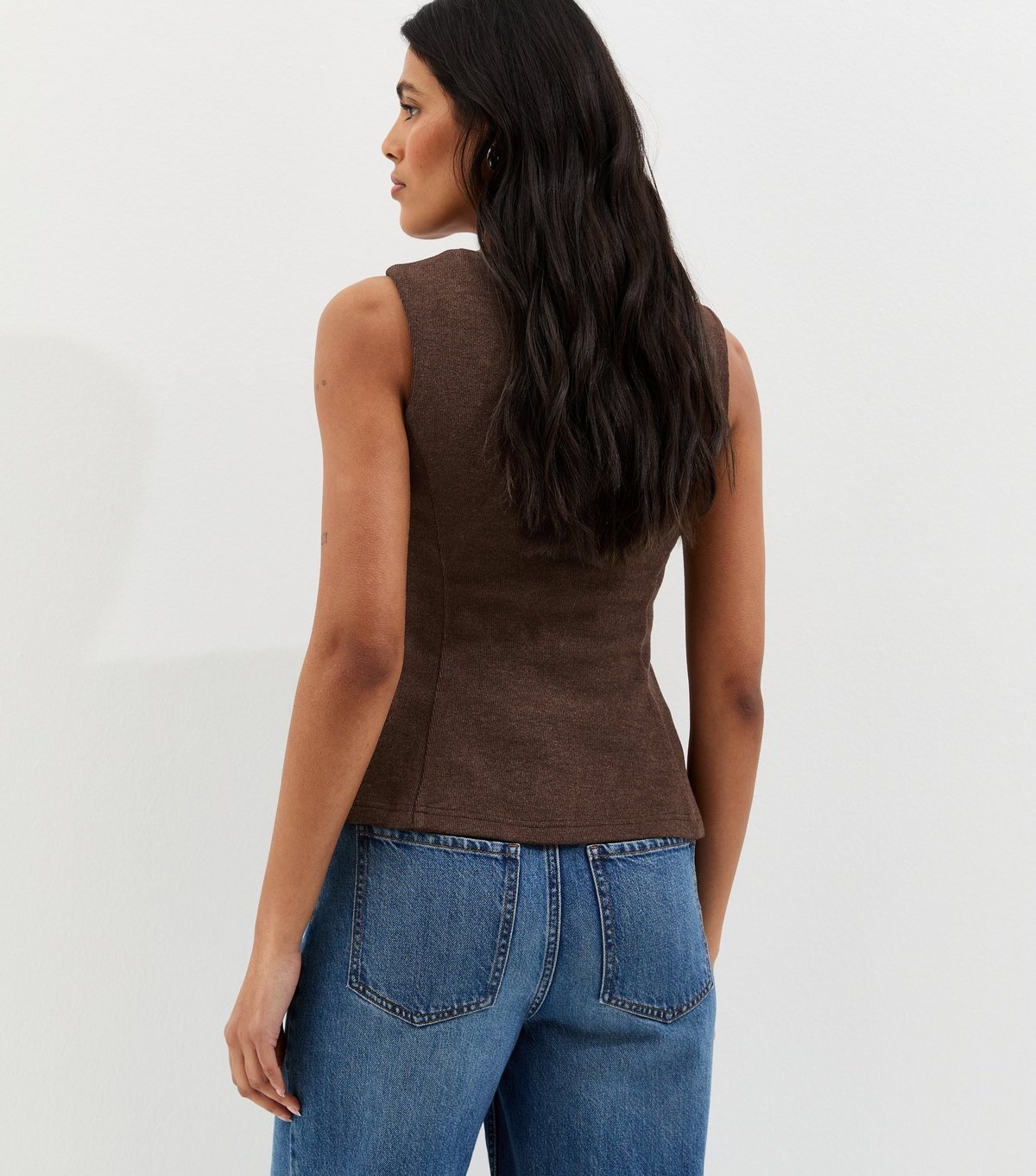 New Look Women's Brown Soft Touch Peplum Vest New Look - 4