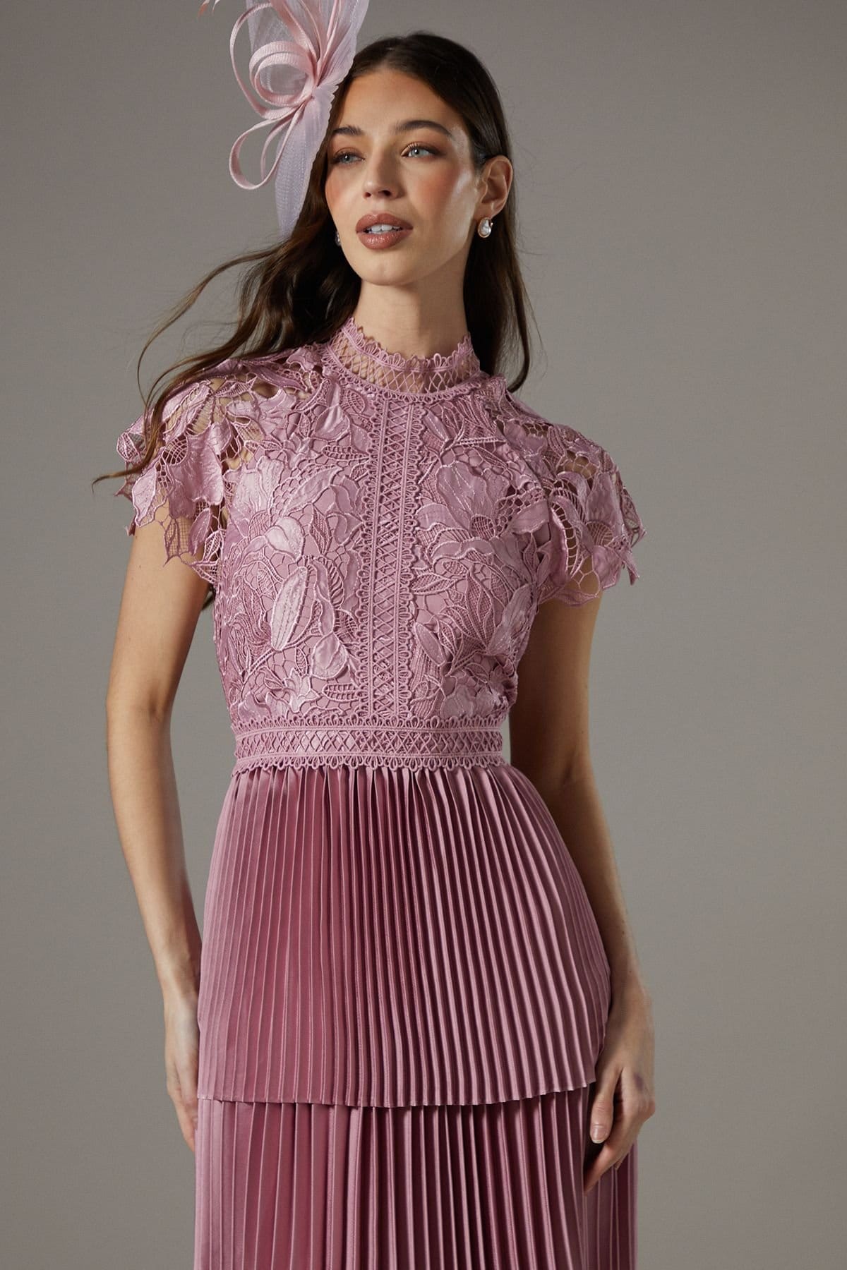 Coast Coast Women's Satin Lace Tiered Dress in Rose - 4