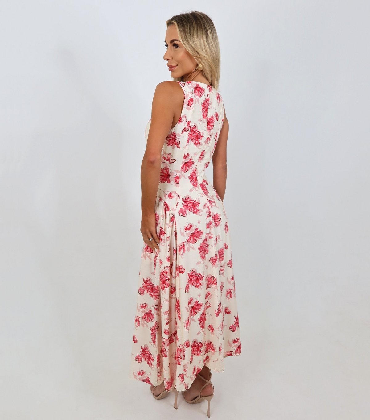 AX Paris Women's Pink Floral Pleated Hip Midi Dress AX Paris New Look - 3