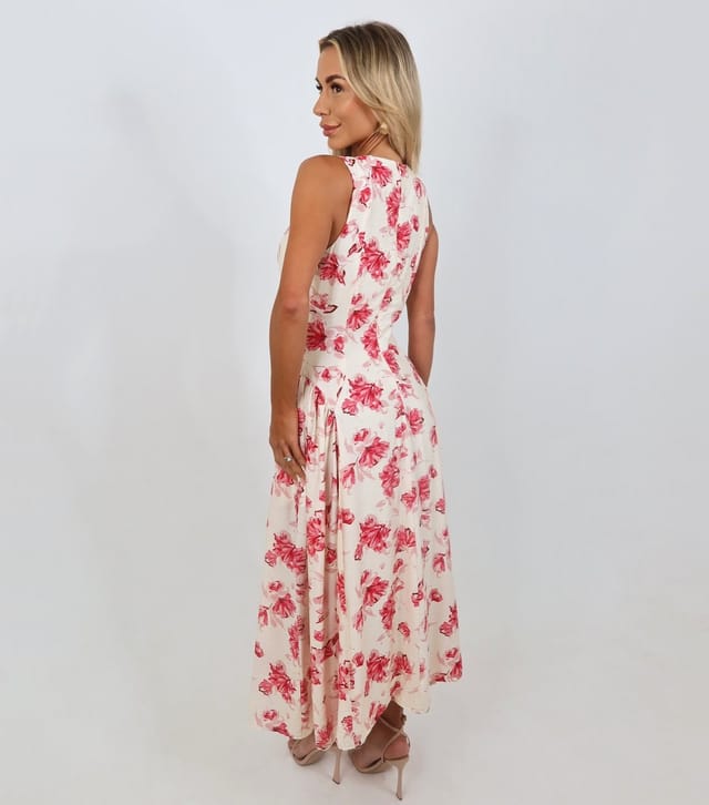 AX Paris Women's Pink Floral Pleated Hip Midi Dress AX Paris New Look - 3