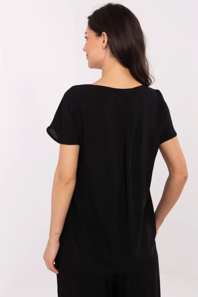 Love Lace Love Lace Women's Breathable V Neck Viscose Blouse Shirt in Black - 3