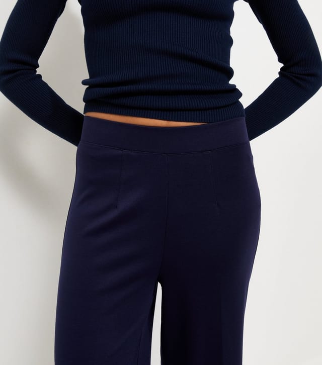 New Look Women's Navy Jersey Wide Leg Trousers New Look - 3