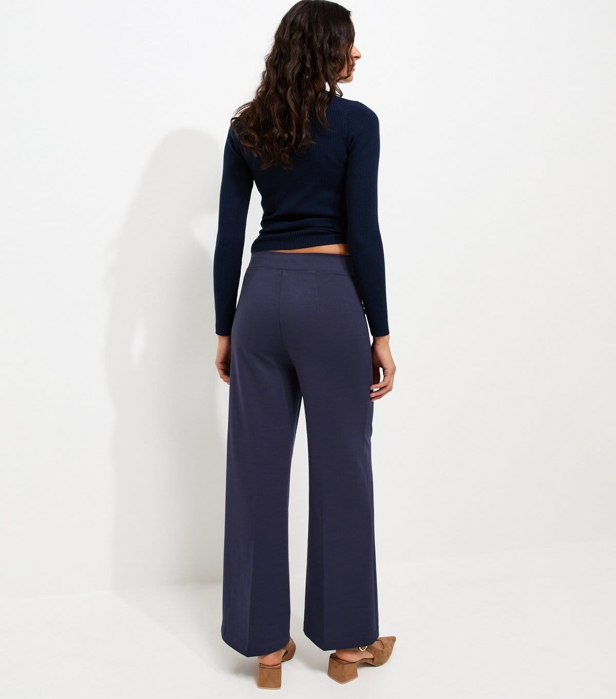 New Look Women's Navy Jersey Wide Leg Trousers New Look - 4