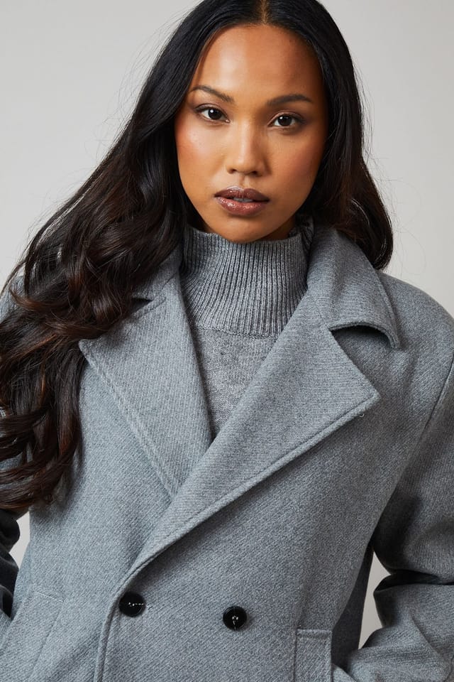 Principles Principles Women's Collar Detail Double Breasted Jacket in Grey - 2