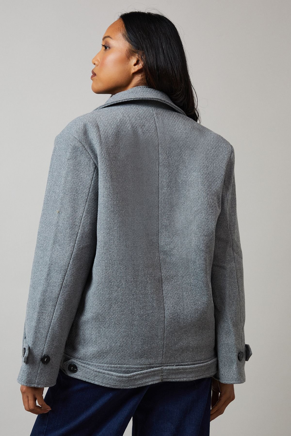 Principles Principles Women's Collar Detail Double Breasted Jacket in Grey - 3