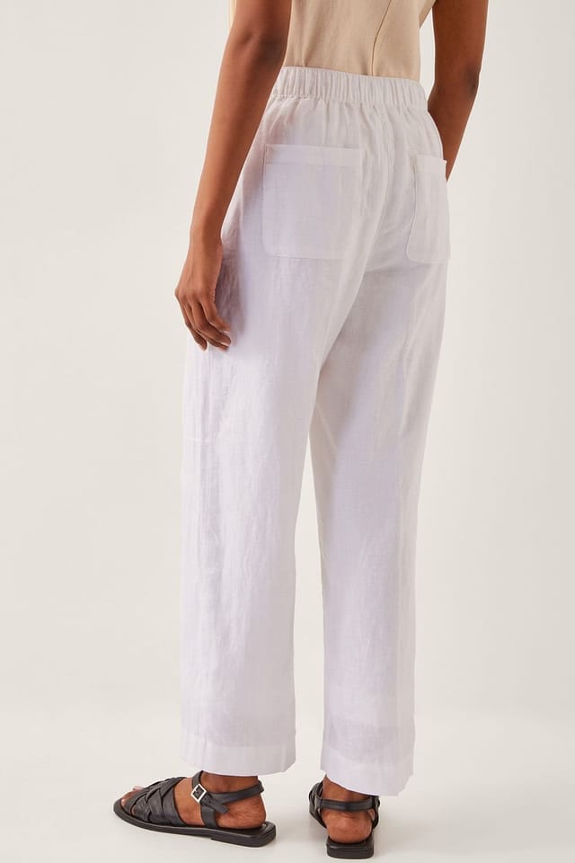 Monsoon Monsoon Women's Jolie Regular Linen Wide Leg Trousers White - 2