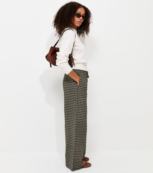 New Look Women's Blue Check Pattern Wide Leg Trousers New Look - 3