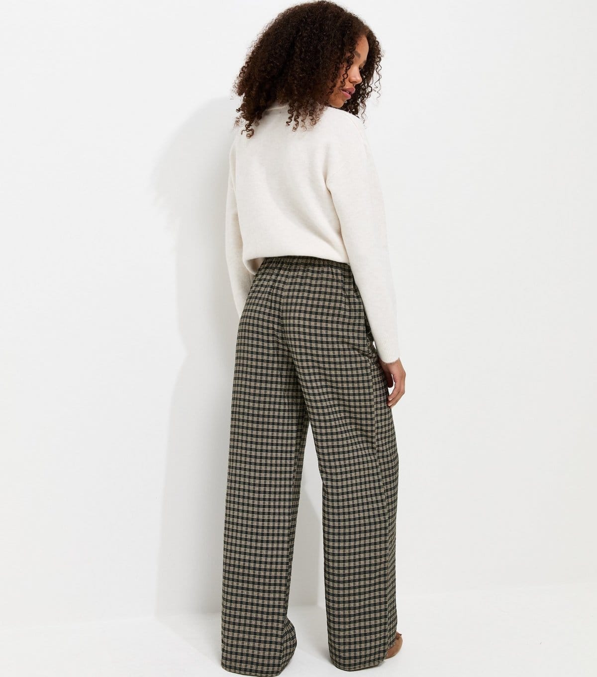 New Look Women's Blue Check Pattern Wide Leg Trousers New Look - 4
