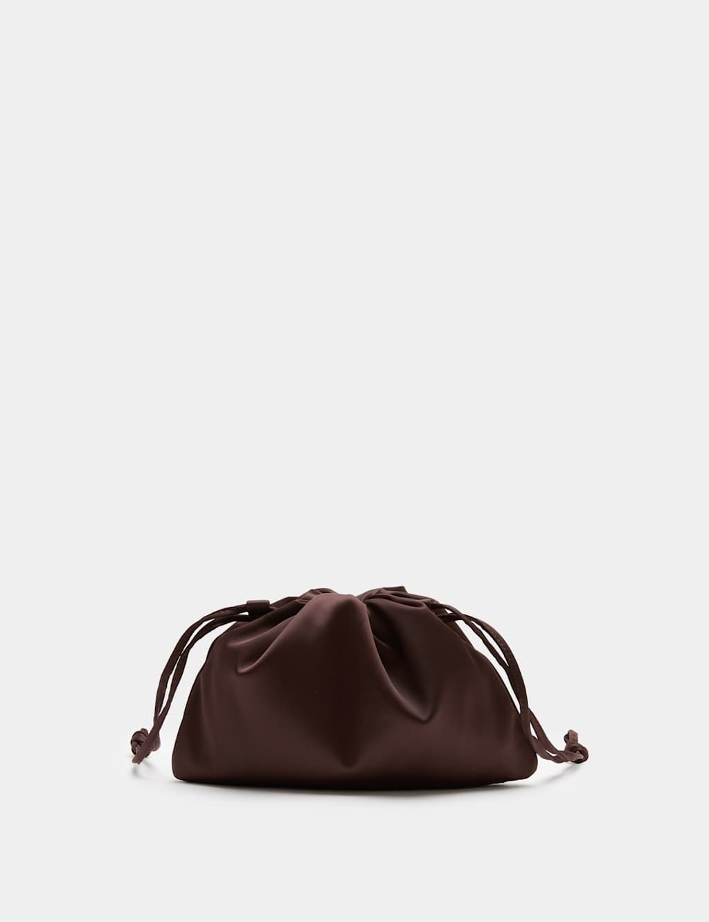 Marks & Spencer M&S Satin Beaded Drawstring Clutch Bag Chocolate