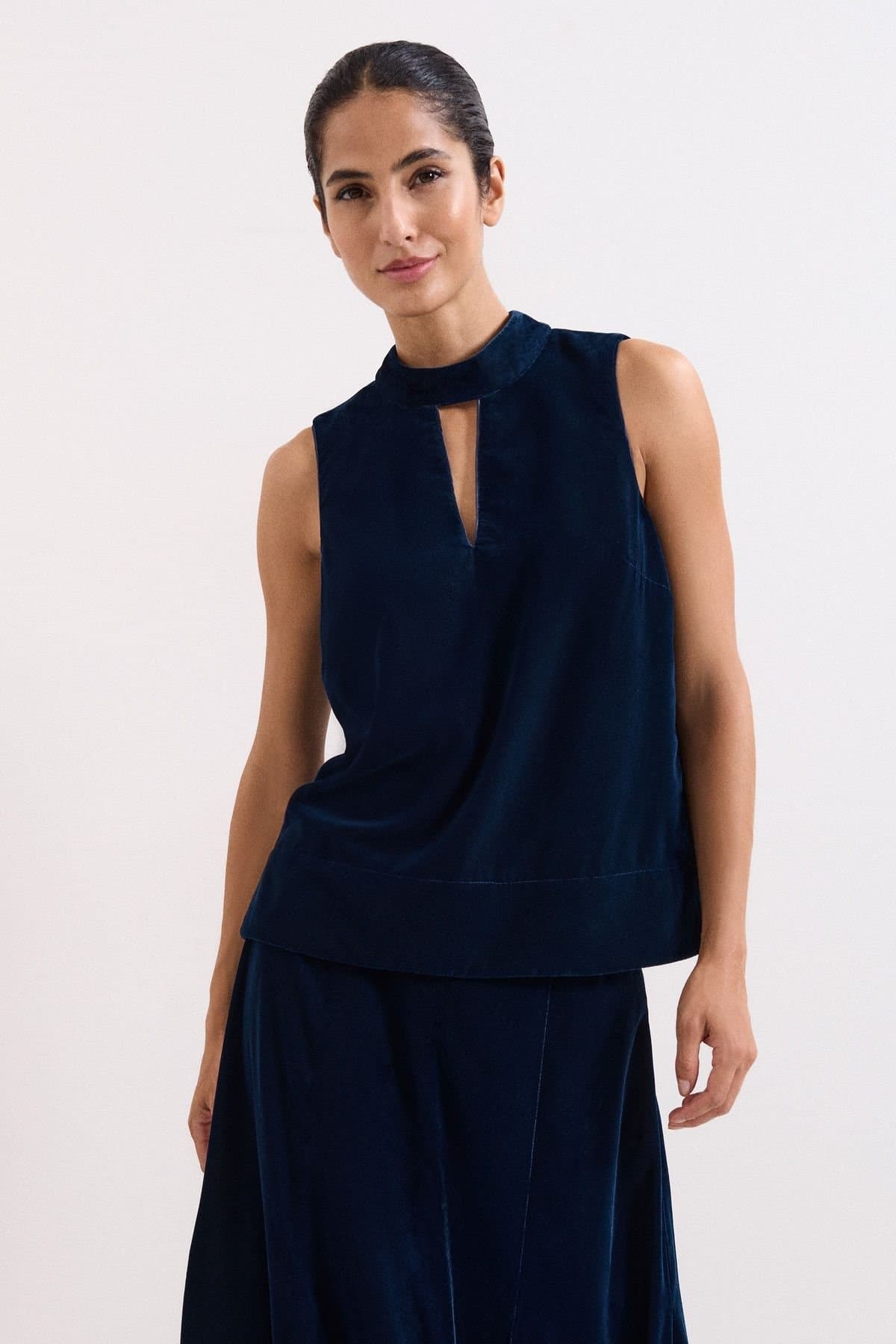 Phase Eight Phase Eight Dark Navy Velvet Sleeveless Top