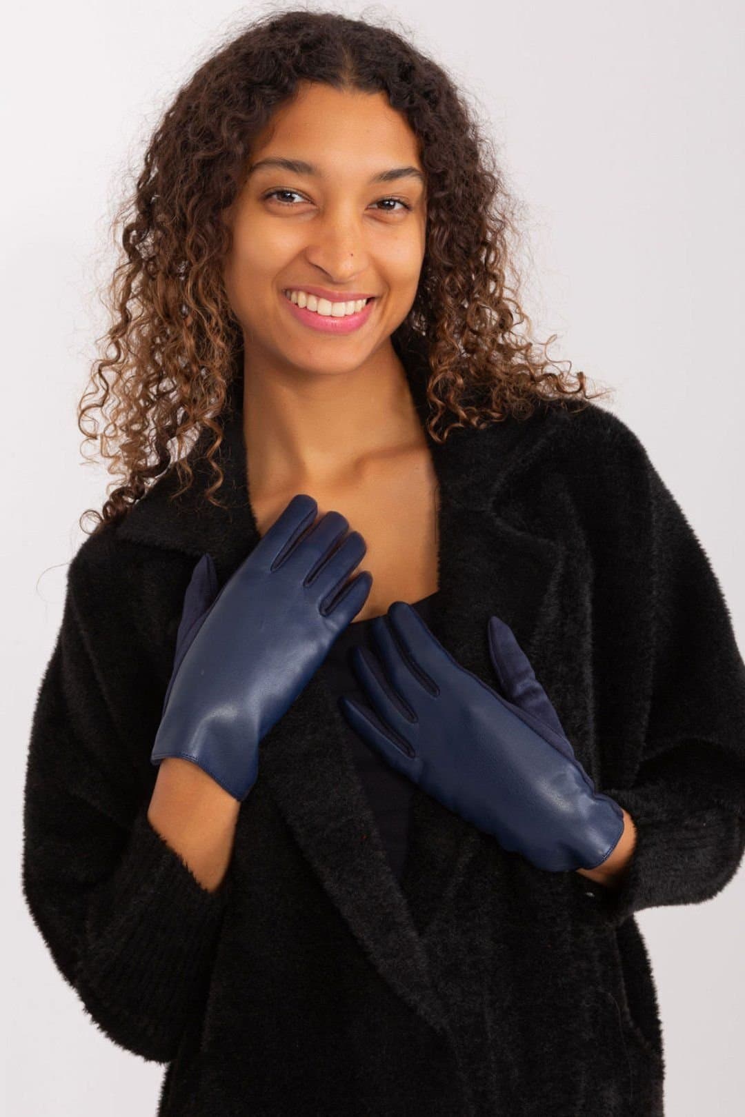 Love Lace Love Lace Women's Elegant Touchscreen Gloves with Embroidered Flower on Index Finger in Blue