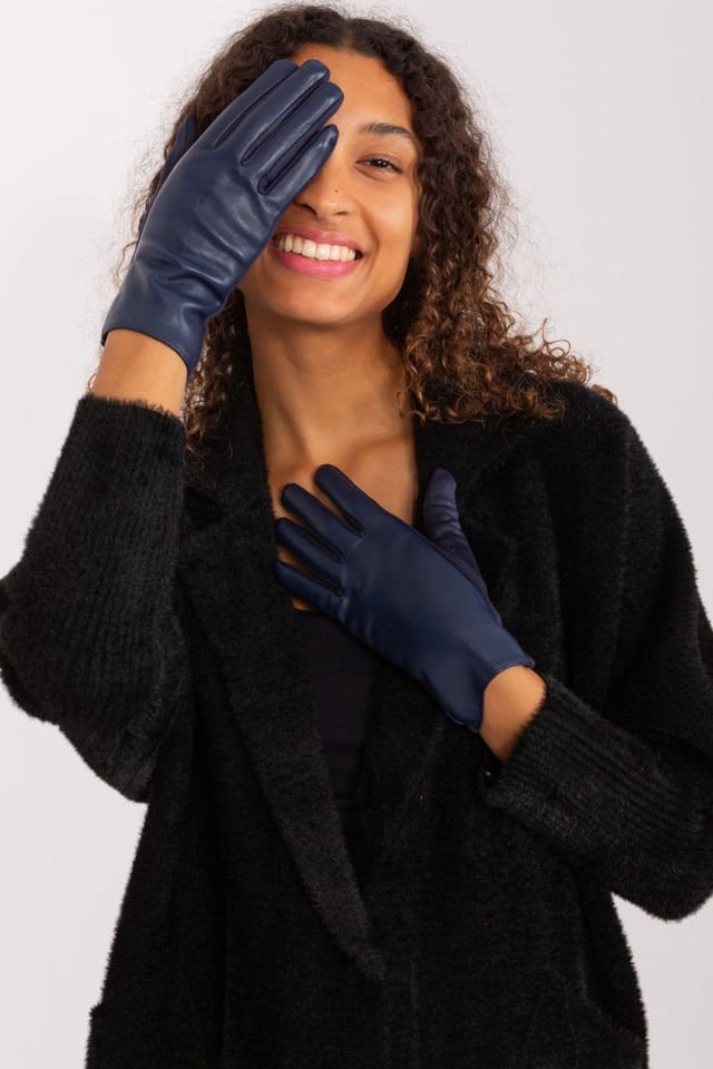 Love Lace Love Lace Women's Elegant Touchscreen Gloves with Embroidered Flower on Index Finger in Blue - 2