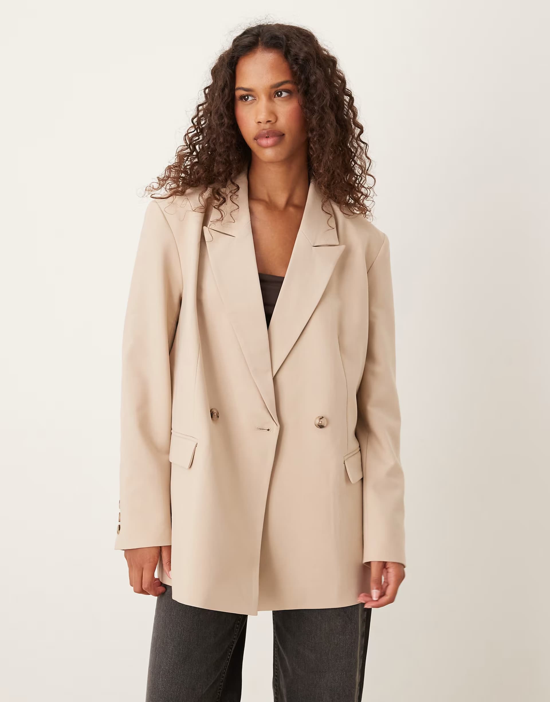 ASOS ASOS DESIGN double breasted blazer in stone