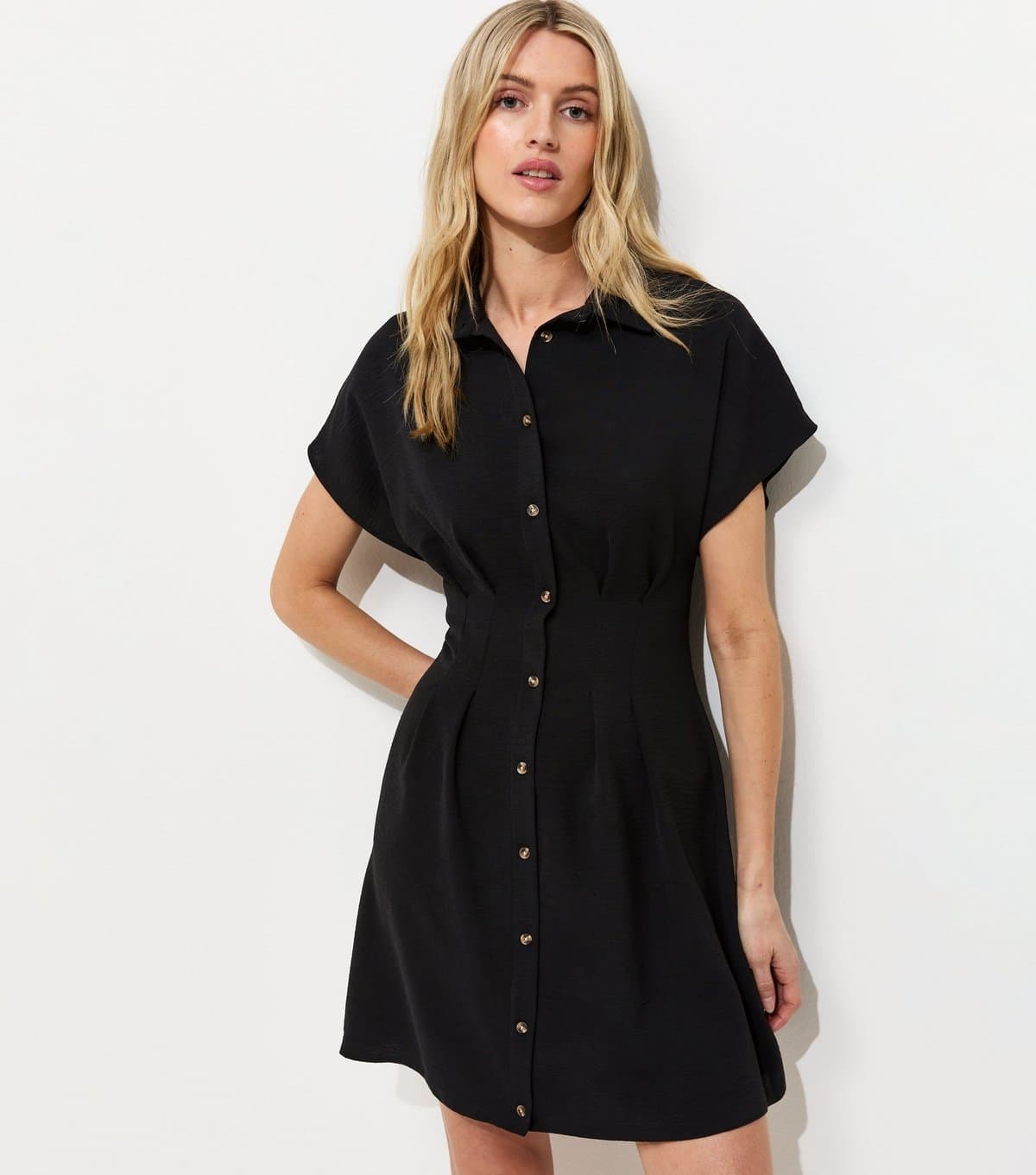New Look Women's Tall Black Pintuck Mini Shirt Dress New Look