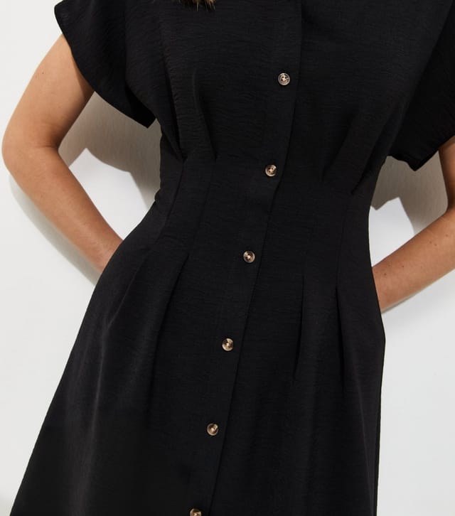 New Look Women's Tall Black Pintuck Mini Shirt Dress New Look - 2