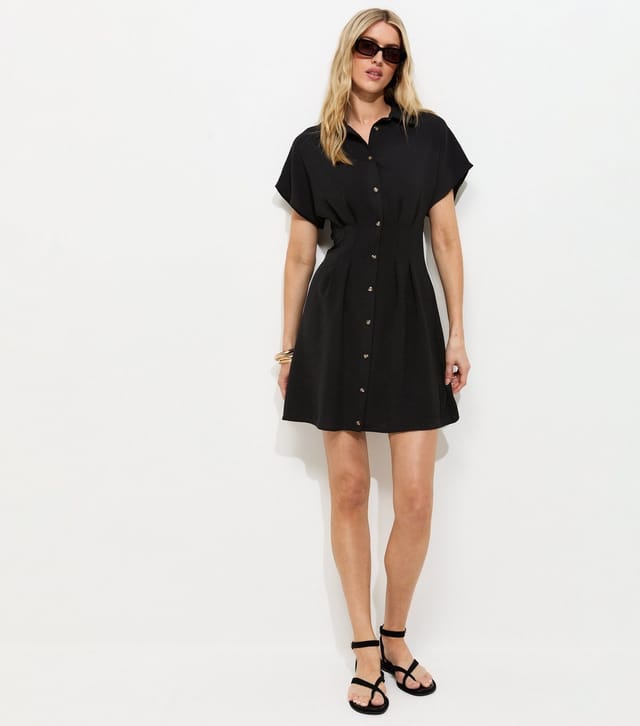 New Look Women's Tall Black Pintuck Mini Shirt Dress New Look - 3