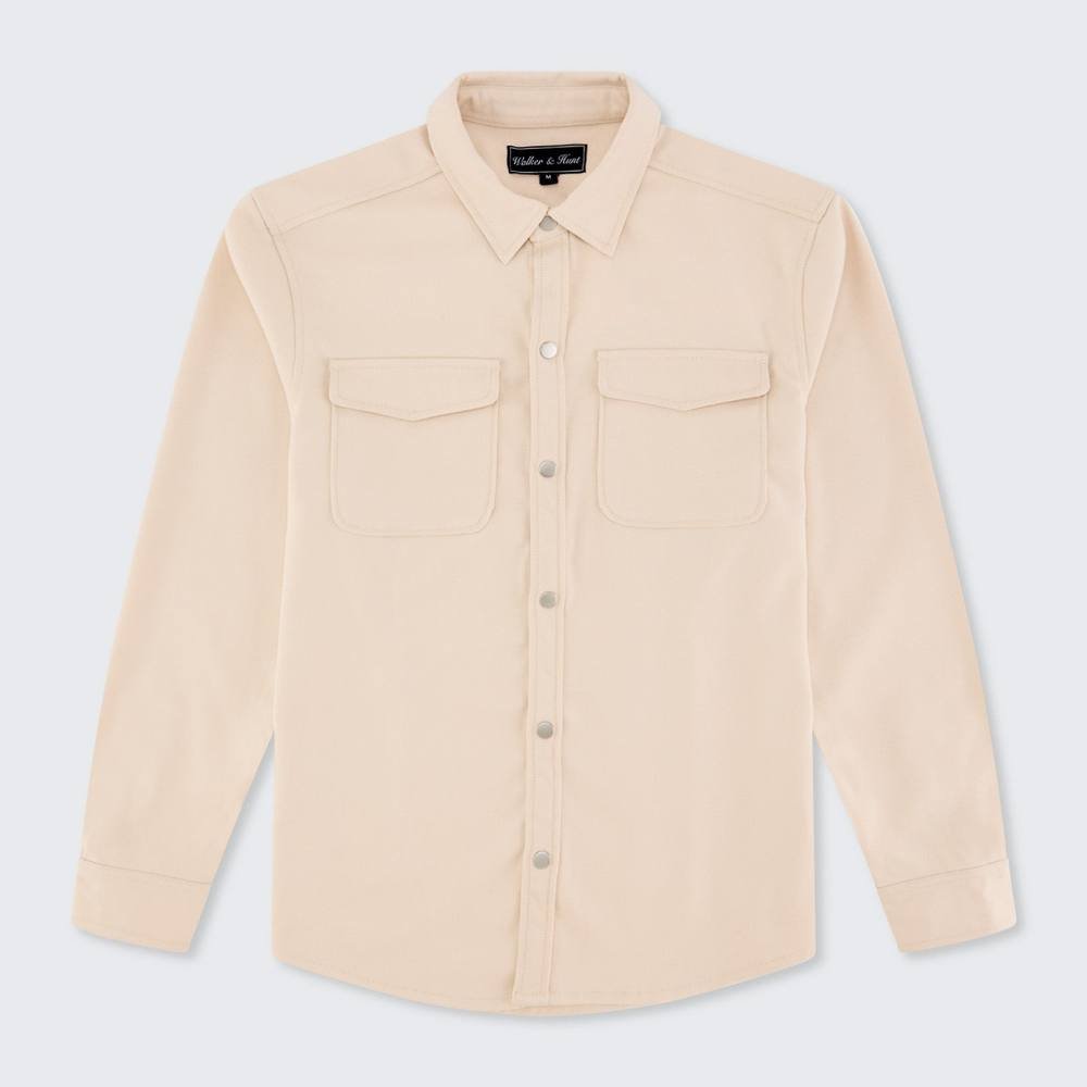 Walker & Hunt Walker & Hunt Men's Mason Overshirt in Cream - 3