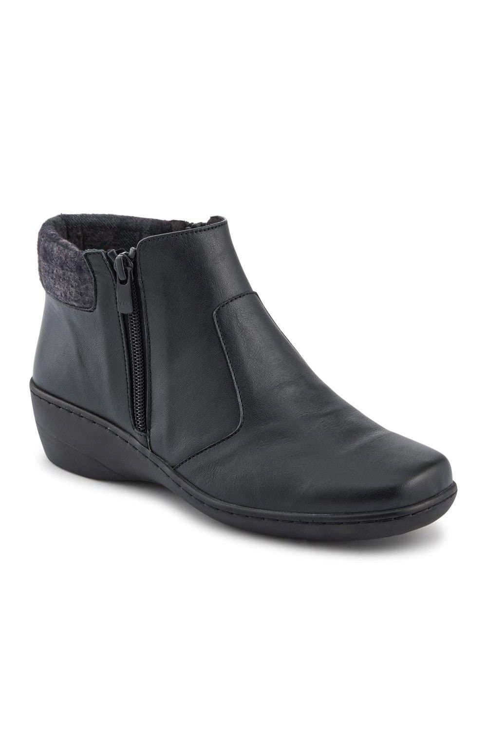 Pavers Pavers Women's Wide-Fit Leather Lightweight Ankle Boots in Black