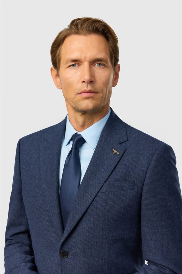 Ted Baker Ted Baker Men's Single Breasted Two Button Textured Tailored Suit Jacket in Dark Blue - 2