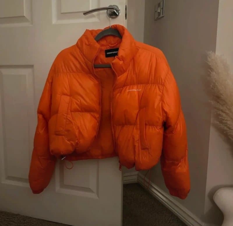 GOOD FOR NOTHING Good for nothing gloss orange cropped puffer jacket
