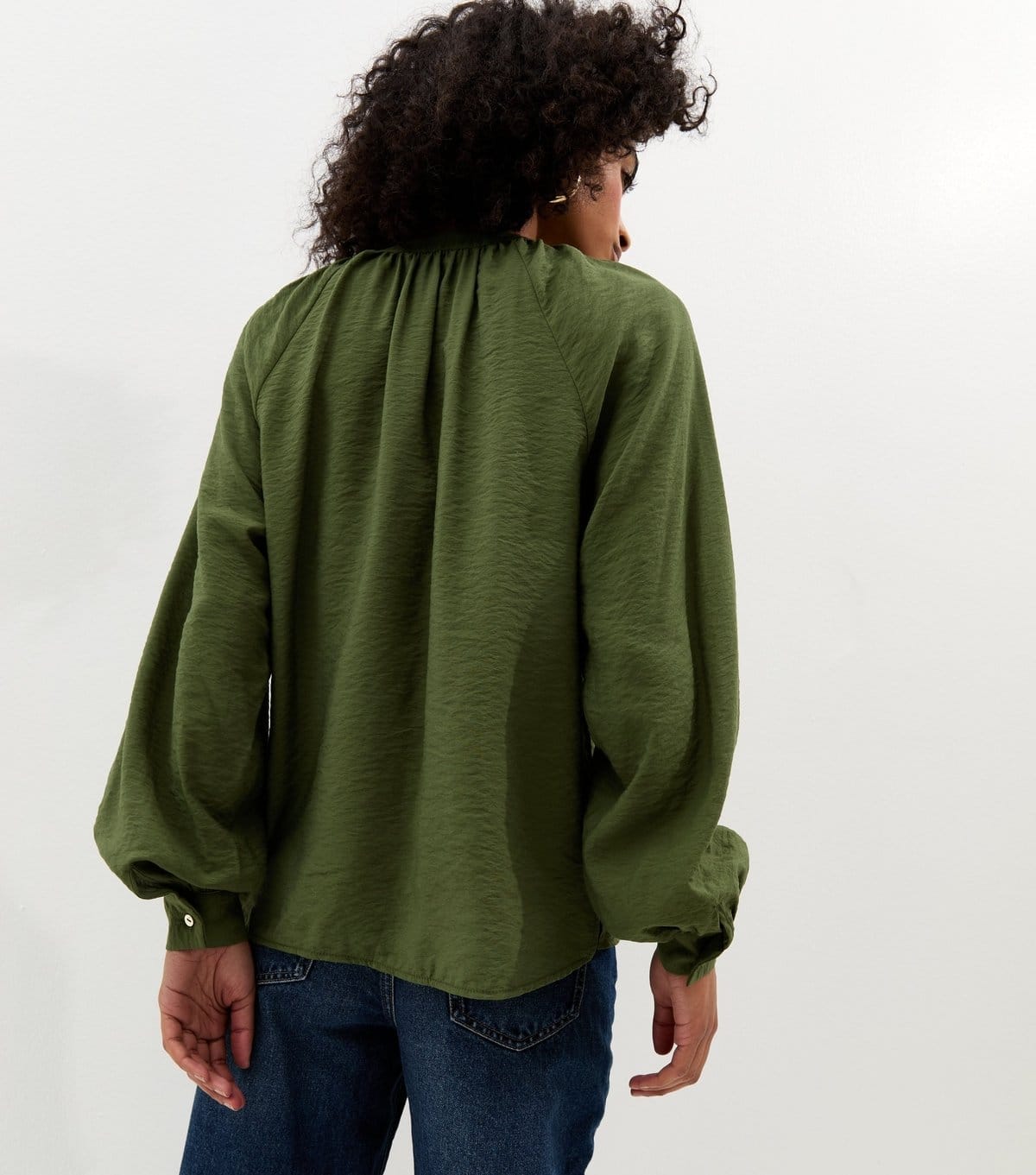 New Look Women's Dark Khaki Flowy Raglan Sleeve Blouse New Look - 4