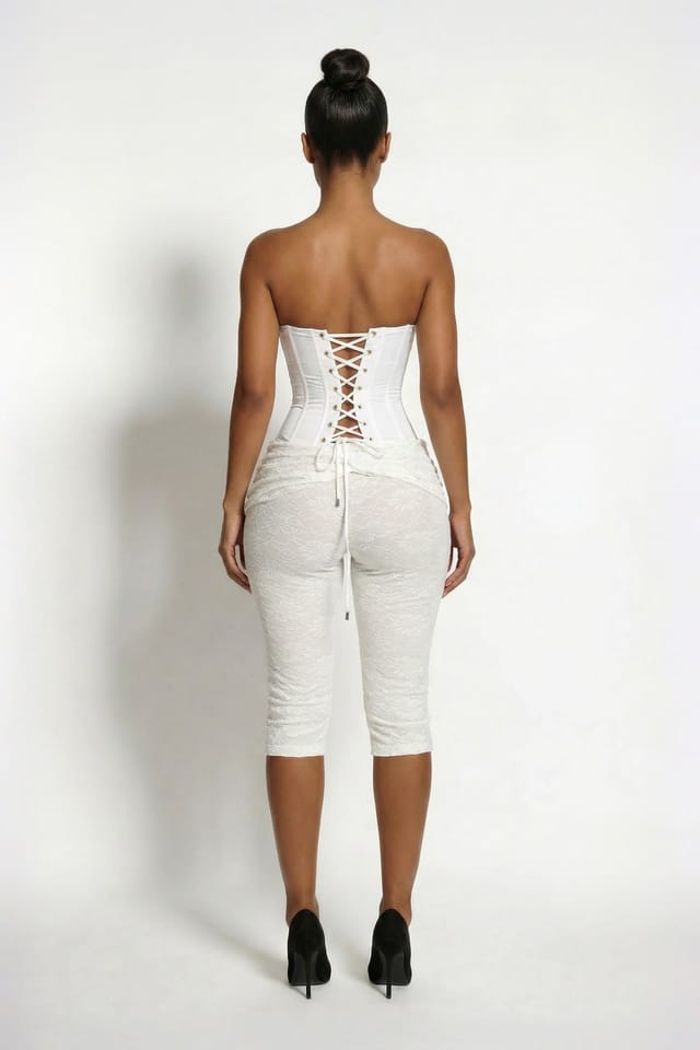 LEMONLUNAR LEMONLUNAR Women's The Flora Lace Capri Pants, White - 3