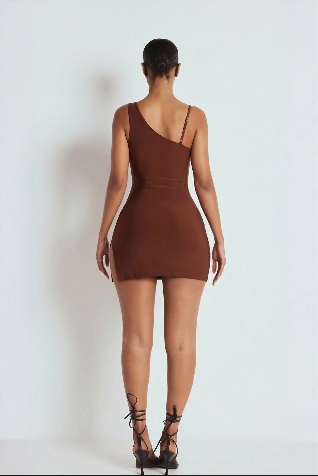 LEMONLUNAR LEMONLUNAR Women's The Chantria Brown Bandage Mini Dress - 4