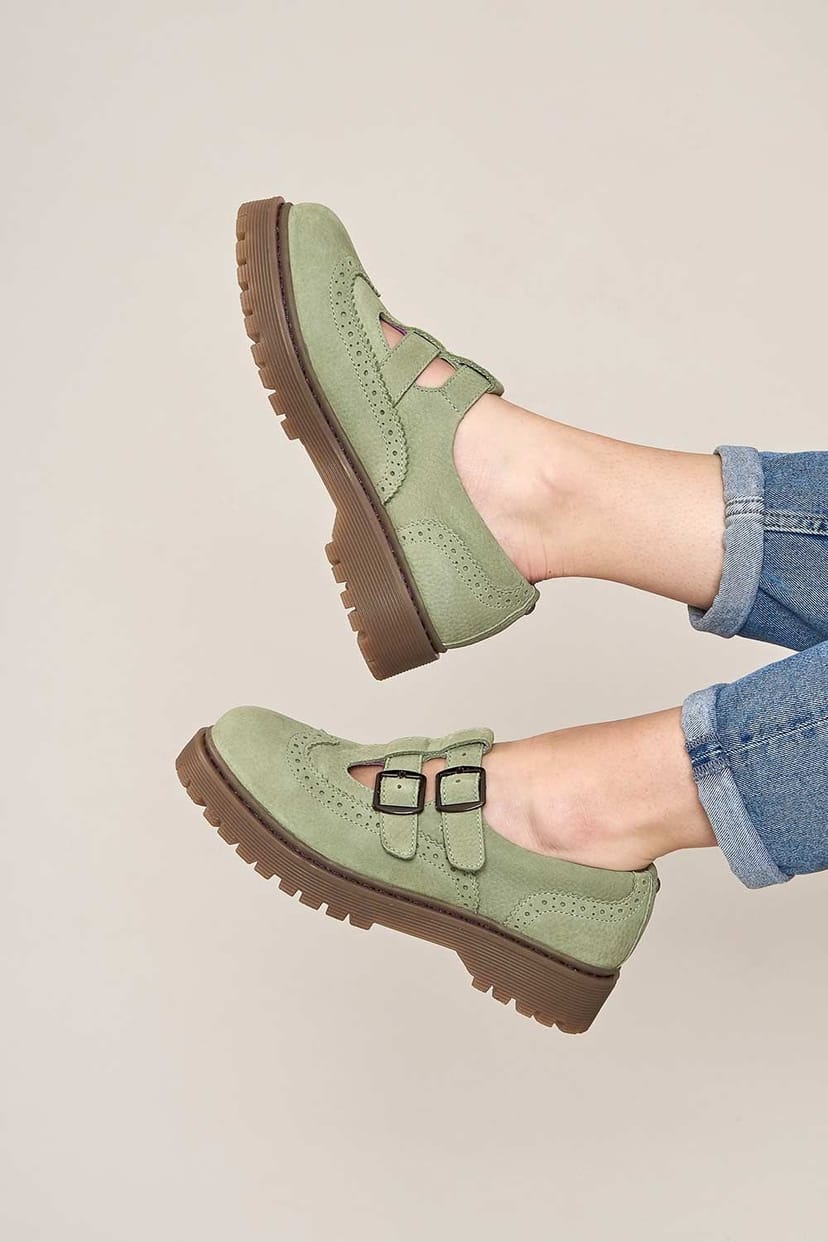Moshulu Moshulu Women's 'Calthia' Chunky Nubuck Mary Jane Shoes in Light Green - 1