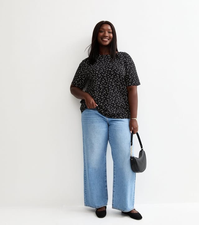 New Look Women's Plus Size Black Spot Print T-Shirt Curves New Look - 3