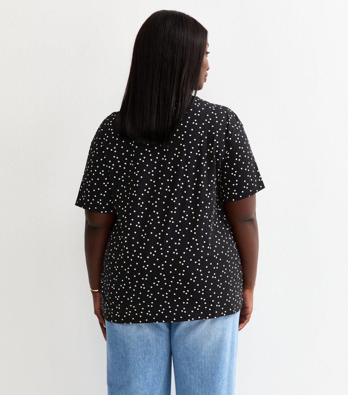 New Look Women's Plus Size Black Spot Print T-Shirt Curves New Look - 4