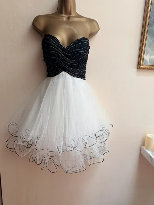 Forever Unique Forever unique corset white black strapless tulle prom evening dress 8