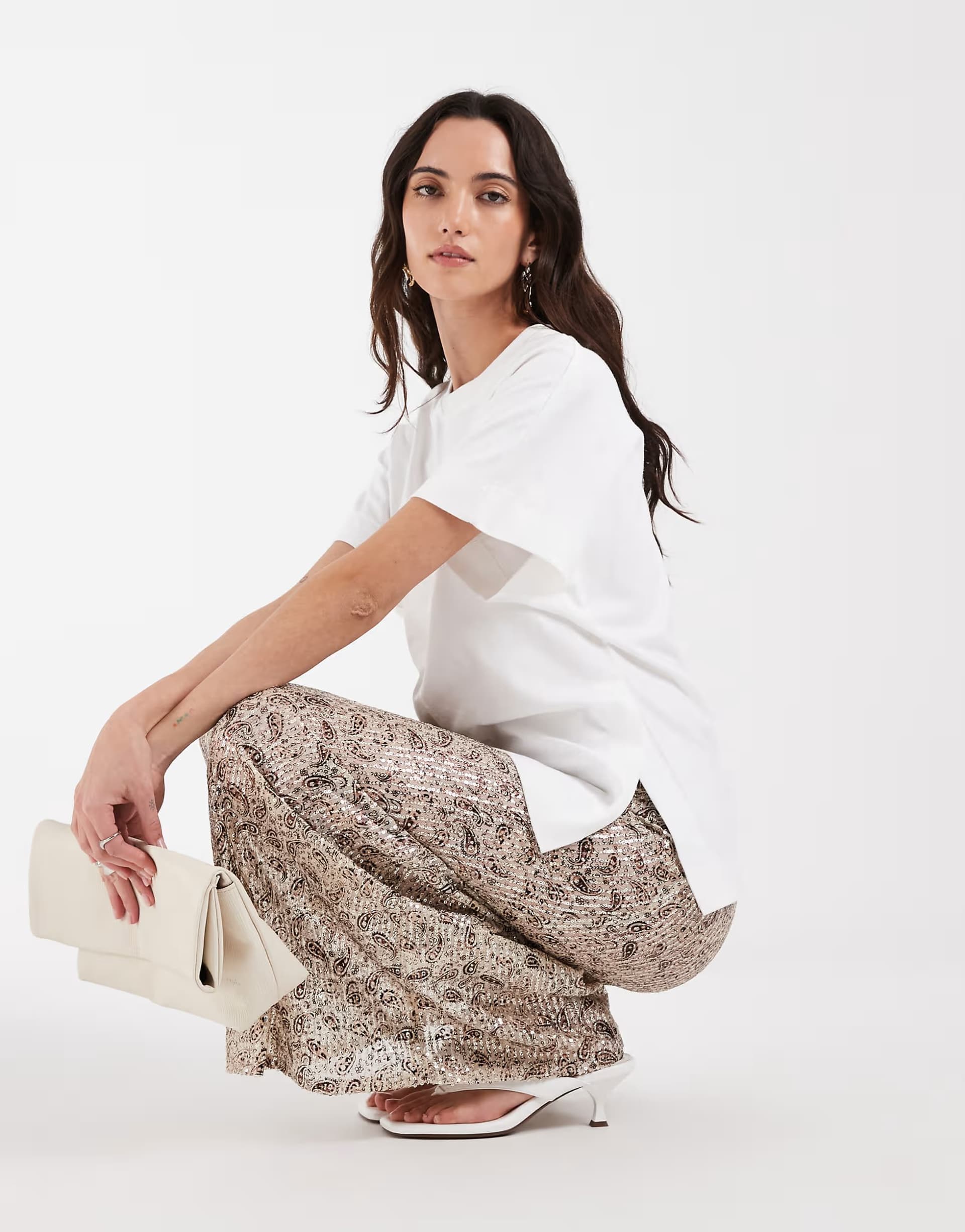 ASOS Motel Vanessa maxi sequin skirt in paisley gold