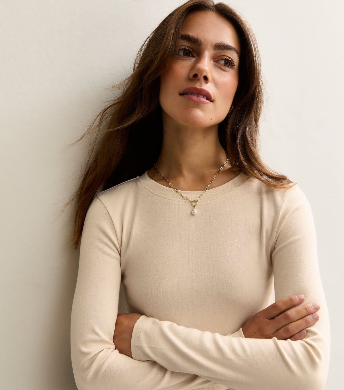 New Look Women's Petite Cream Crew Neck Long Sleeve Top New Look - 2