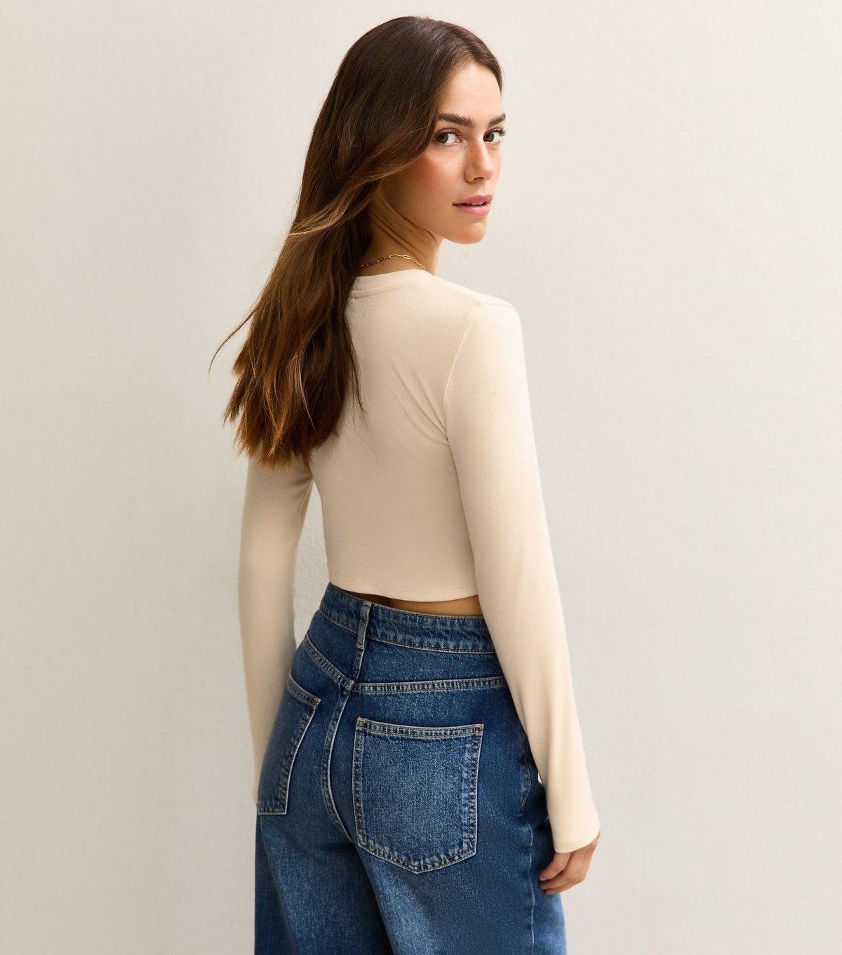 New Look Women's Petite Cream Crew Neck Long Sleeve Top New Look - 4