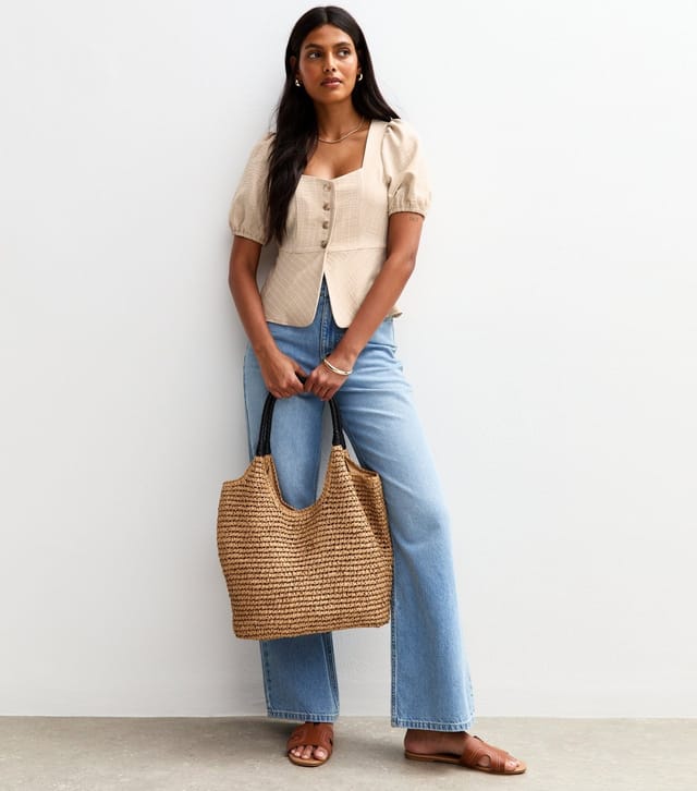 New Look Women's Brown Striped Button Up Top New Look - 3