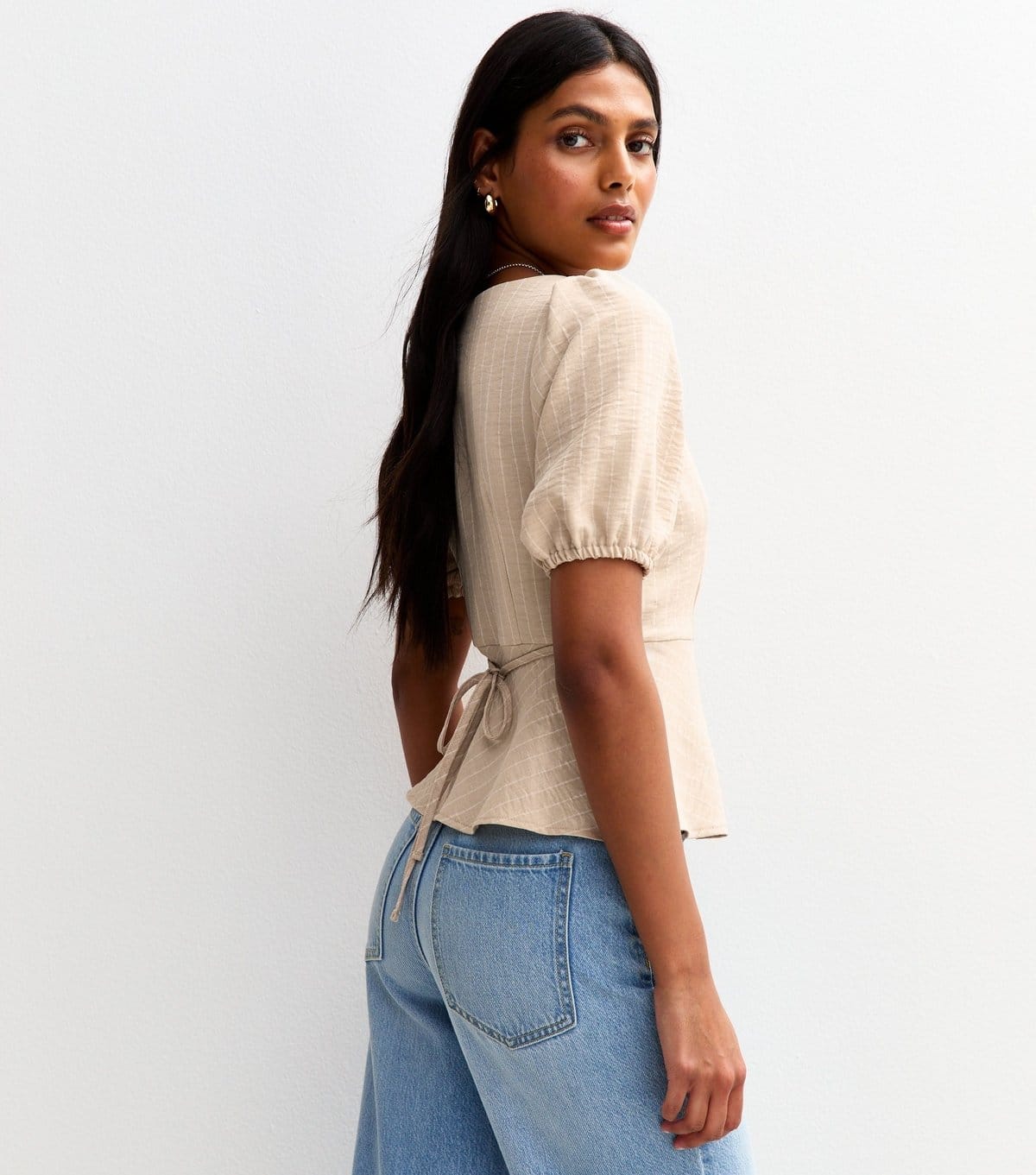 New Look Women's Brown Striped Button Up Top New Look - 4