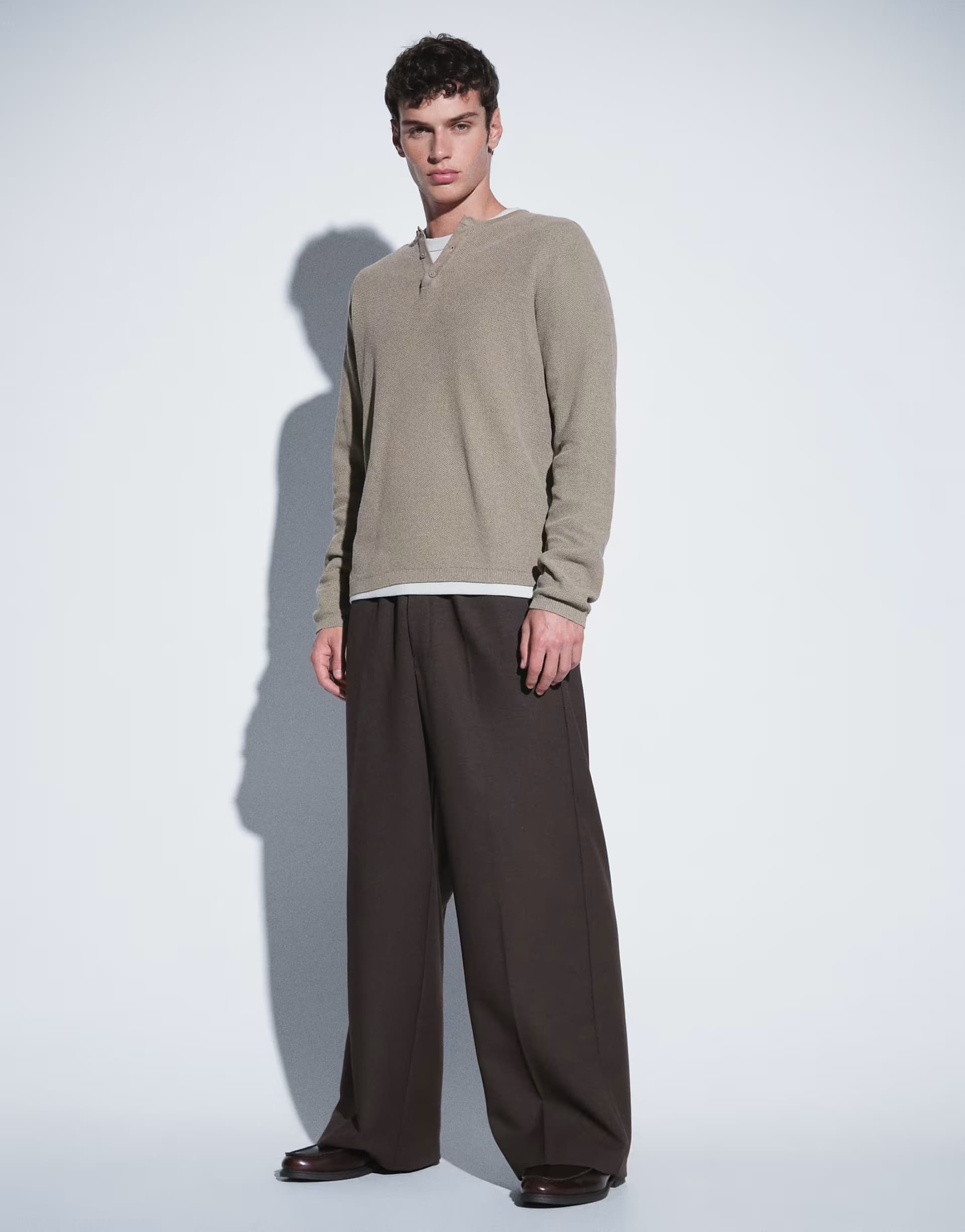ASOS Weekday pull on wide leg tailored trousers in dark brown