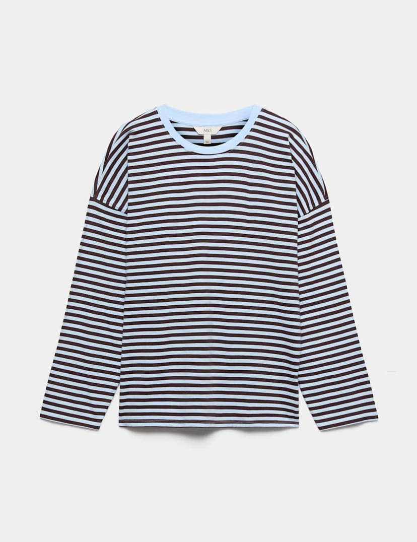 Marks & Spencer M&S Pure Cotton Top Blue Mix - 1
