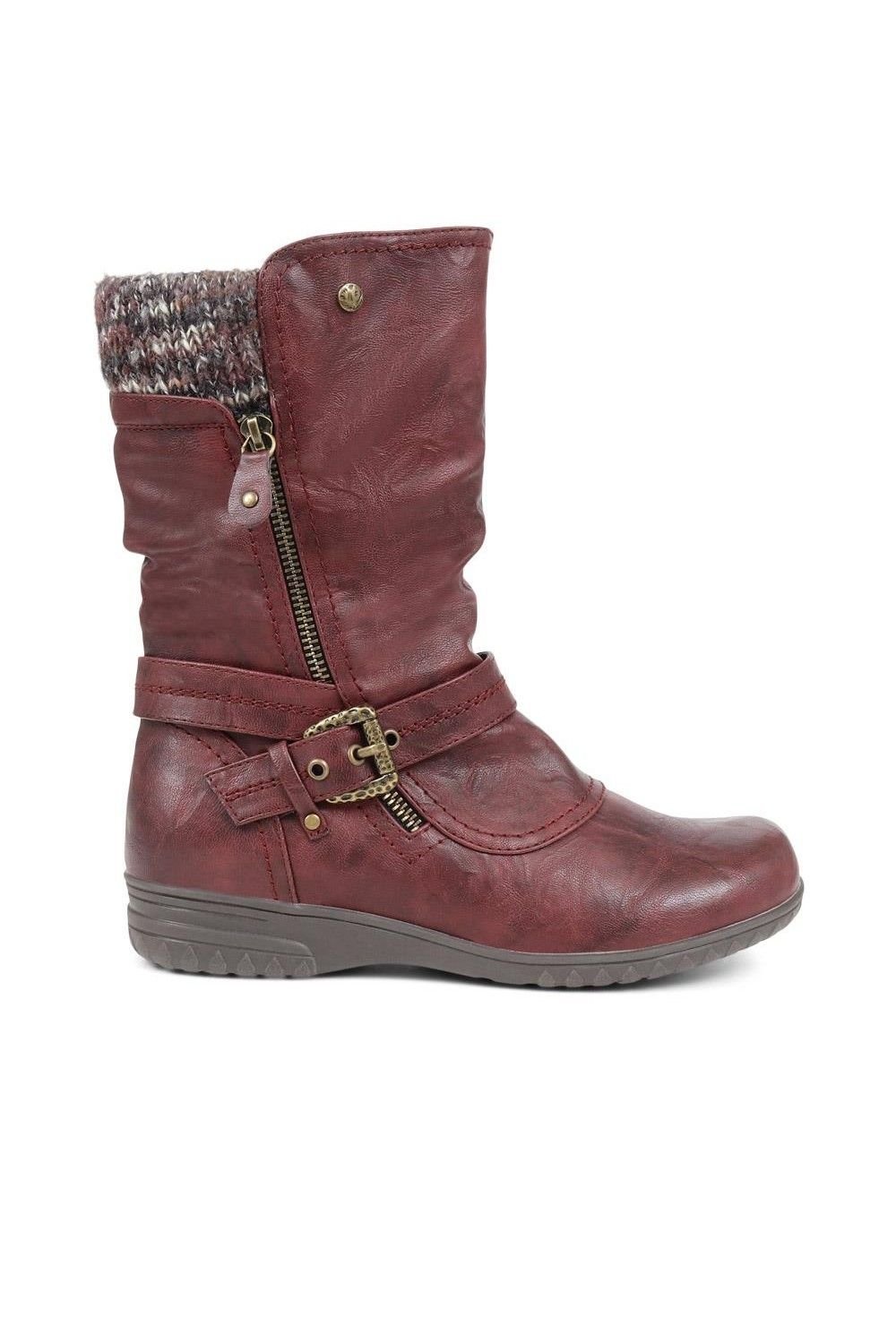 Pavers Pavers Women's Slouch Calf Boots in Burgundy - 2