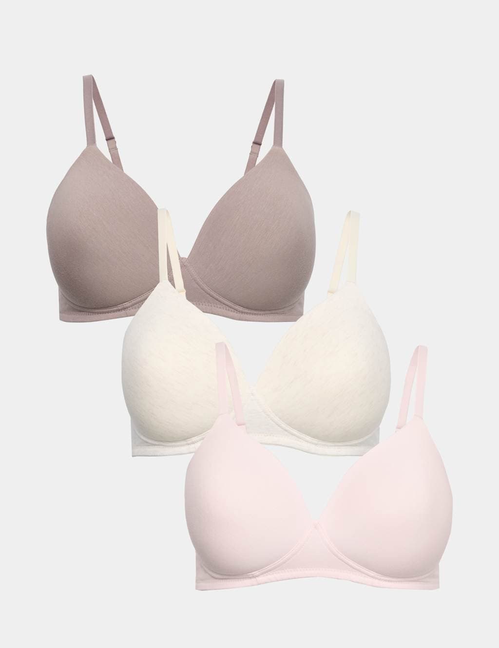 Marks & Spencer M&S 3pk Non Wired T-Shirt Bras A-E Oatmeal Mix