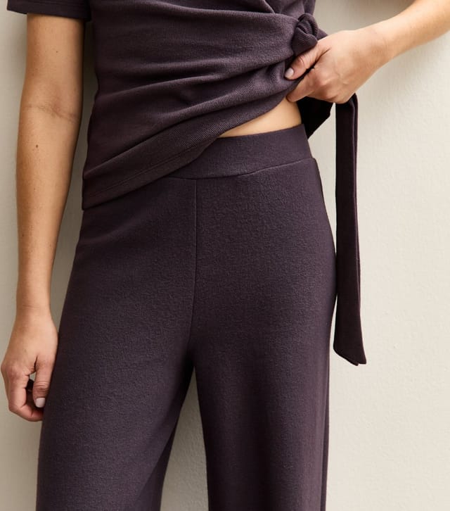 New Look Women's Dark Purple Soft Touch Wide Leg Trousers New Look - 2