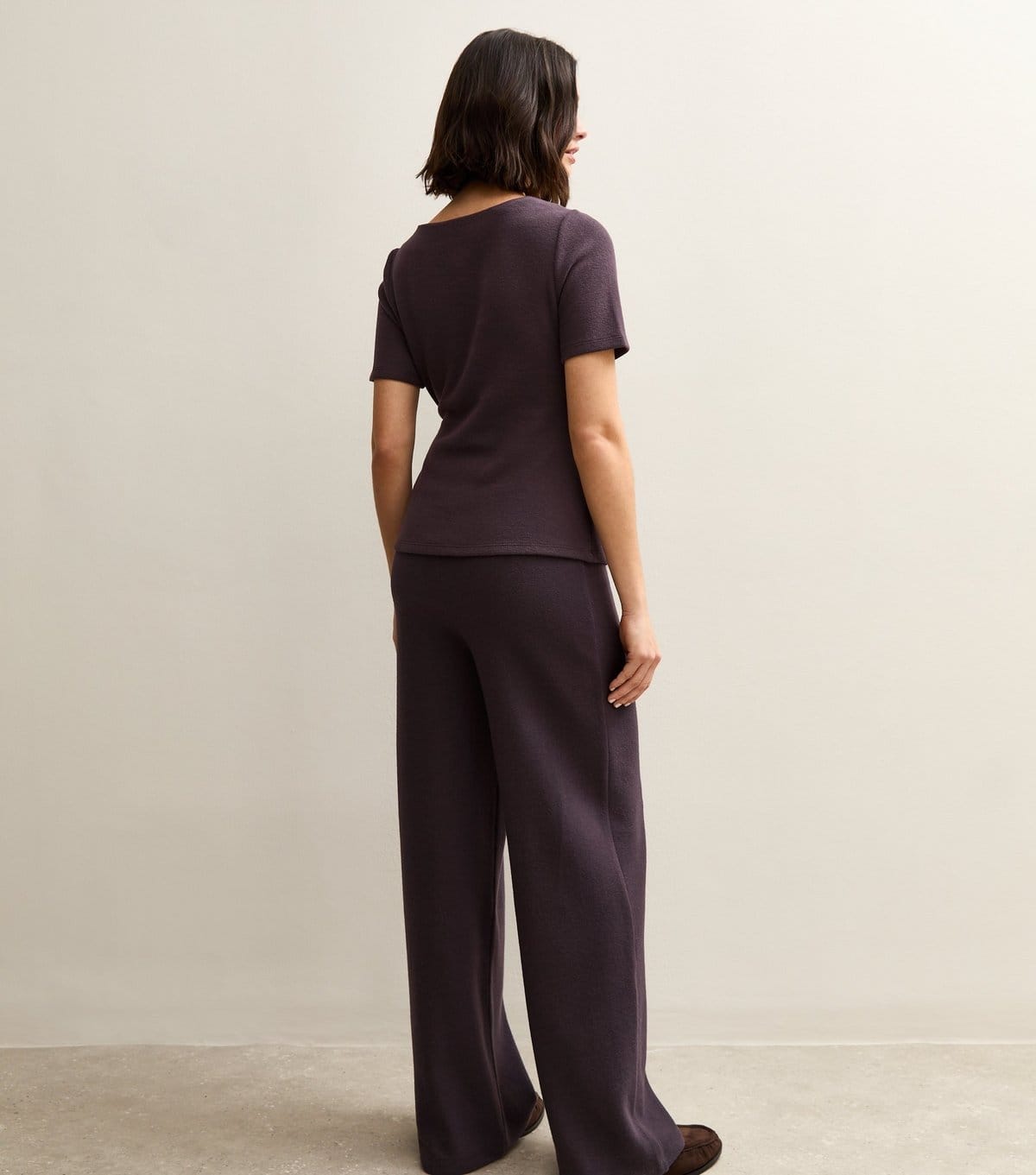 New Look Women's Dark Purple Soft Touch Wide Leg Trousers New Look - 4