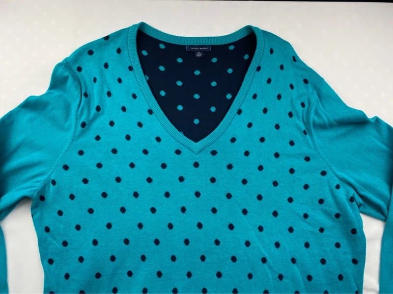 Tommy Hilfiger Tommy Hilfiger Teal & Navy Polka Dot V-Neck Jumper Size XXL / UK size 16