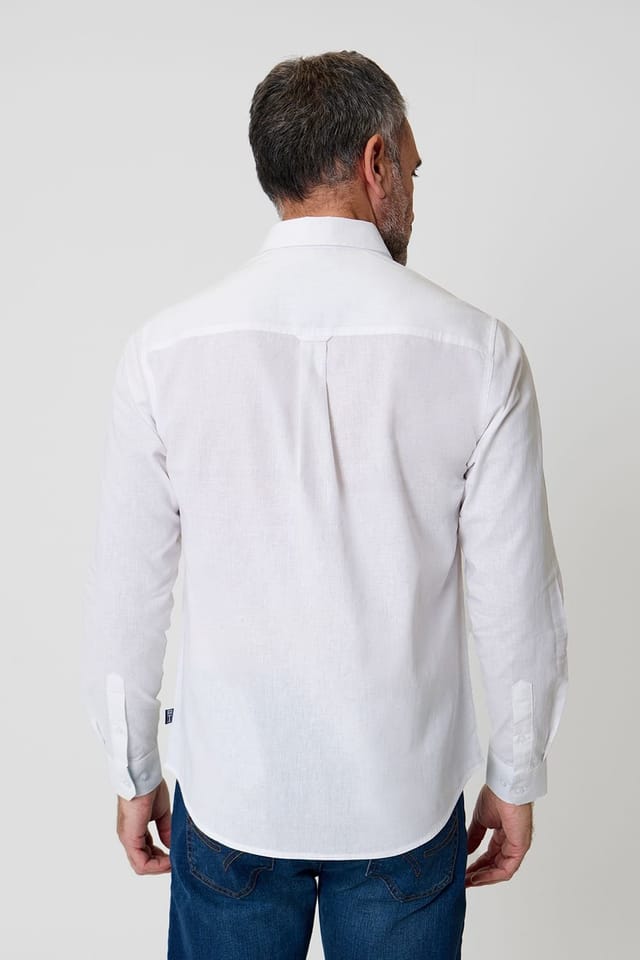 Saltwell Saltwell Men's Linen Rich Long Sleeve Shirt in White - 2