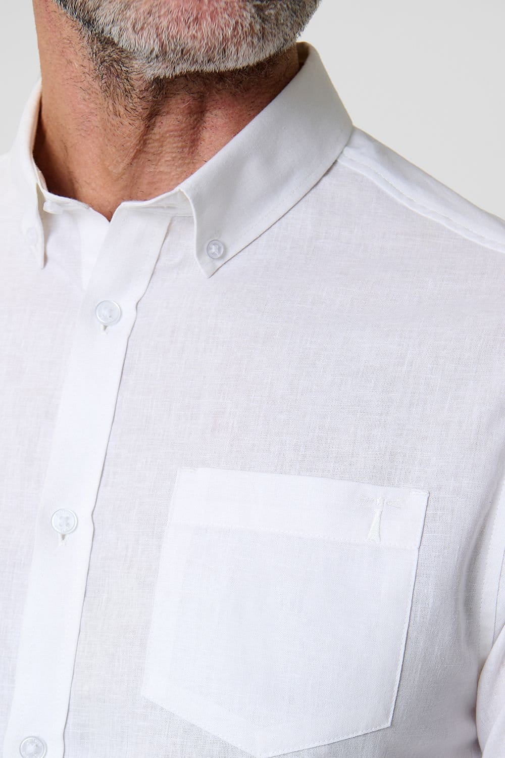 Saltwell Saltwell Men's Linen Rich Long Sleeve Shirt in White - 4