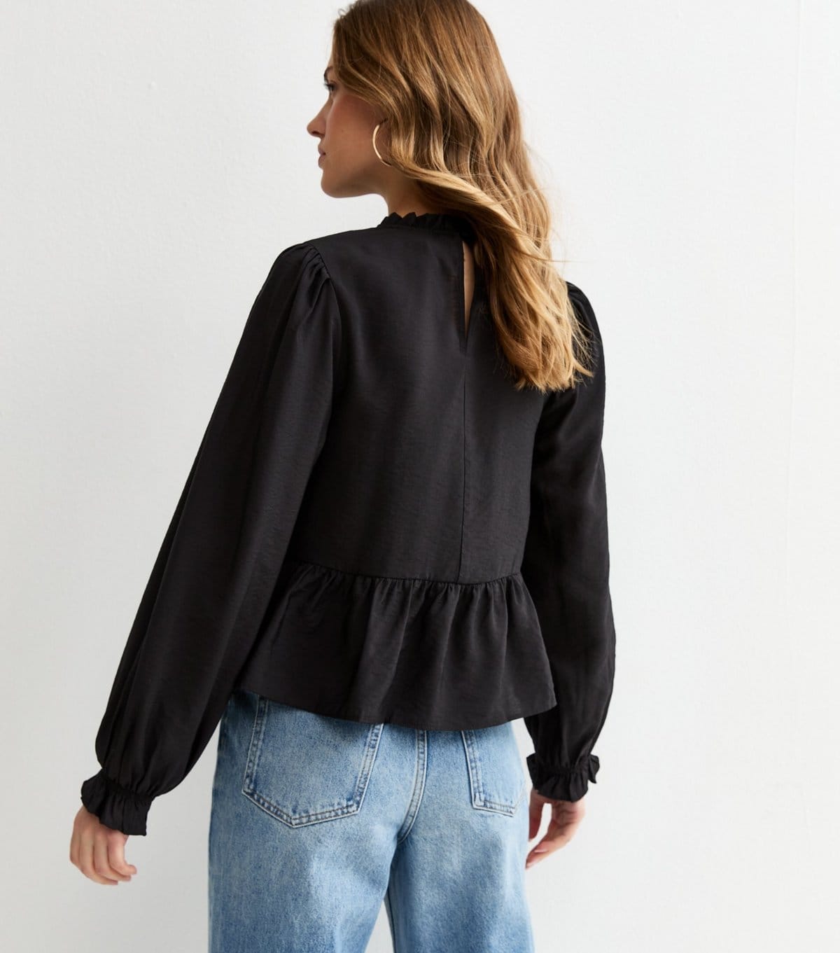 New Look Women's Black Lace Insert Frill Neck Blouse New Look - 4